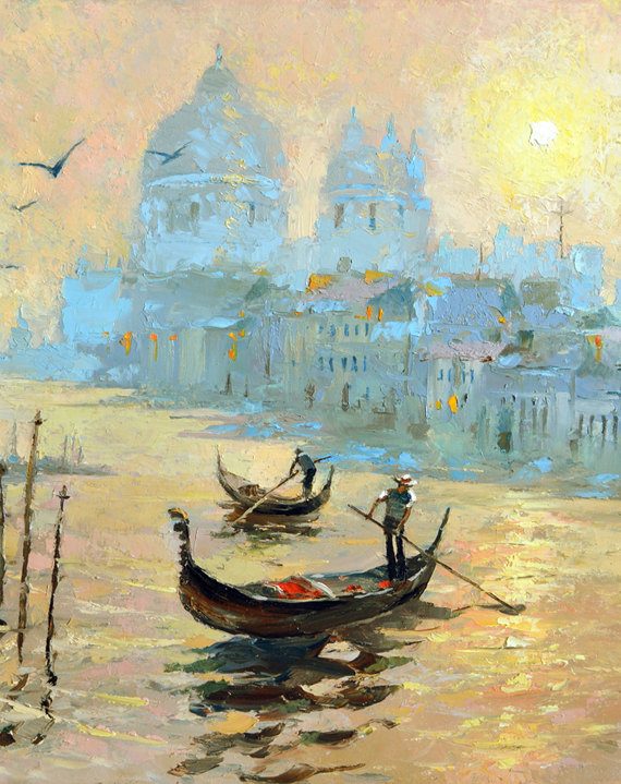 Evening in Venice - Palette Knife Oil Painting on Canvas by Dmitry Spiros..jpg